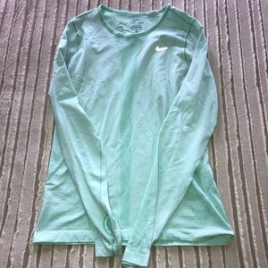 Nike Mint Green Dri-Fit Long Sleeve Athletic Top M
